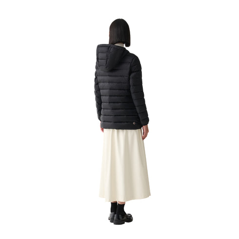 Piumino Donna lungo, con cappuccio dotato di coulisse e zip frontale